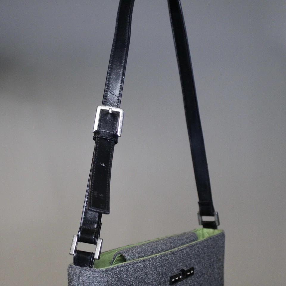 Wool Blend Shoulder Bag 22 x 12 x 2.5 in Gray Purse Medium Size Classic Neutral - Image 4 of 4