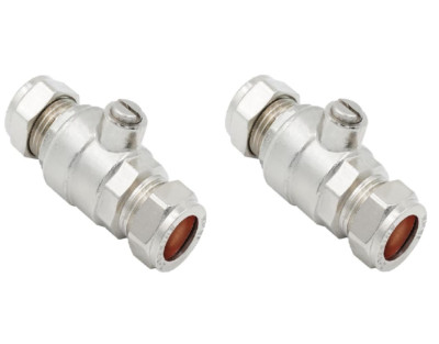 Trennventil 15 mm volle große Bohrung verchromt Schlitzisolierung - 2er Pack