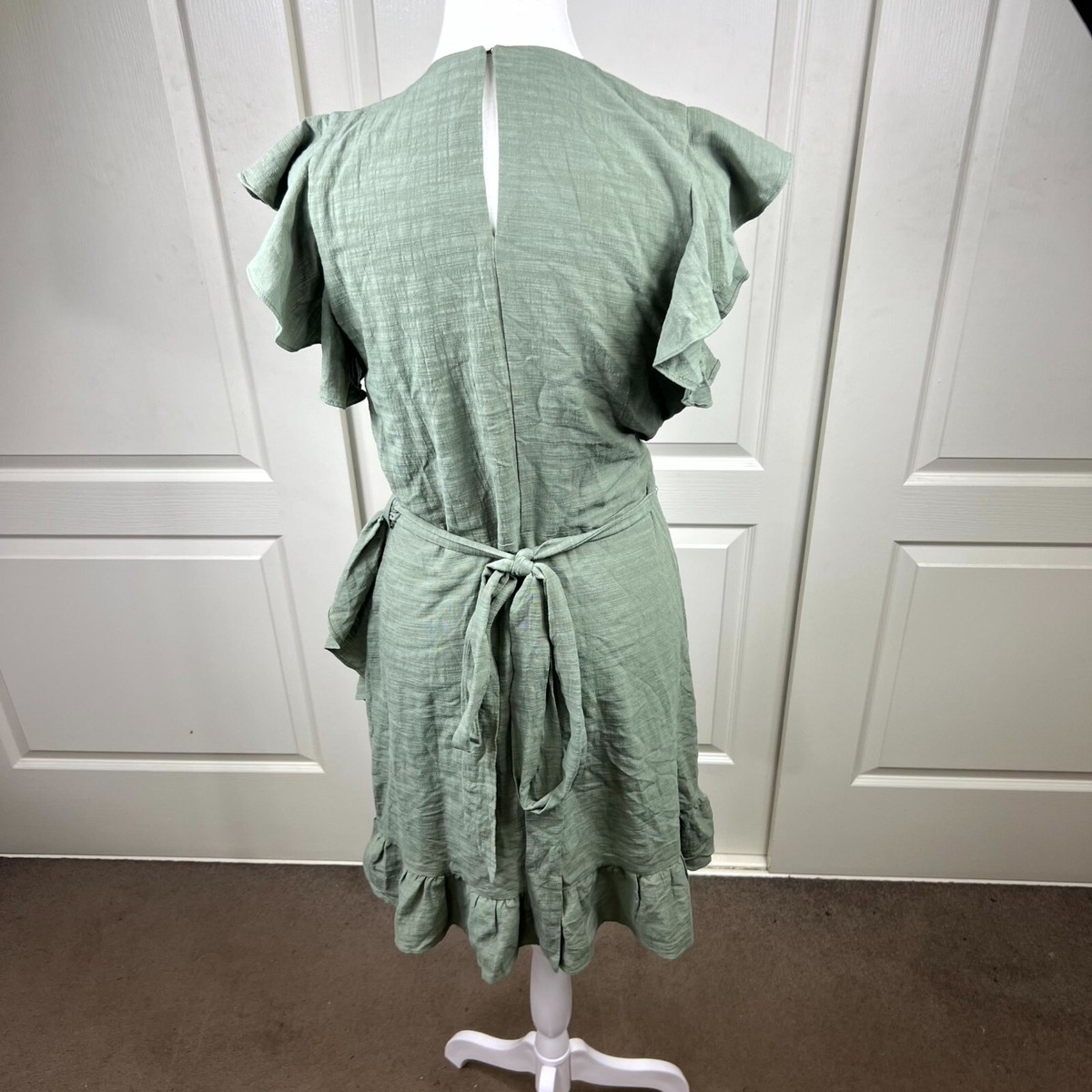 Decjuba Womens Dress Size 10 Green Sleeveless Tie Up Frill Knee Length  Casual | eBay Australia