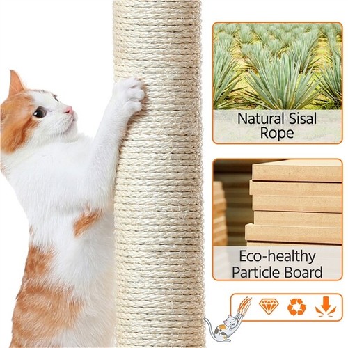 Árbol para Gatos Rascador Gigante Torre de Gato con 3 Perchas Gris - Imagen 8 de 8