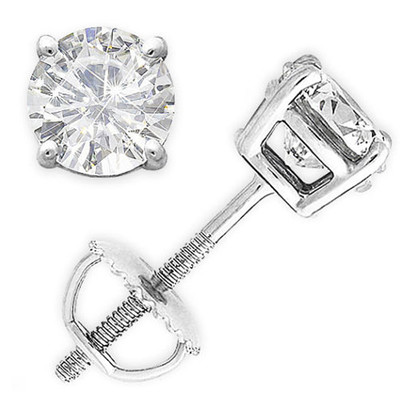 Ohrstecker 2,00 kt runde Forever 1 DEF Moissanit 14 Karat W Gold Charles & Colvard