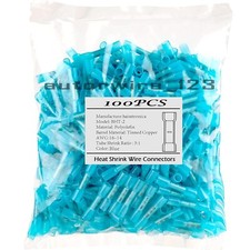 100PCS Electrical Heat Shrink Wire Butt Connectors Terminals Crimp 16-14AWG