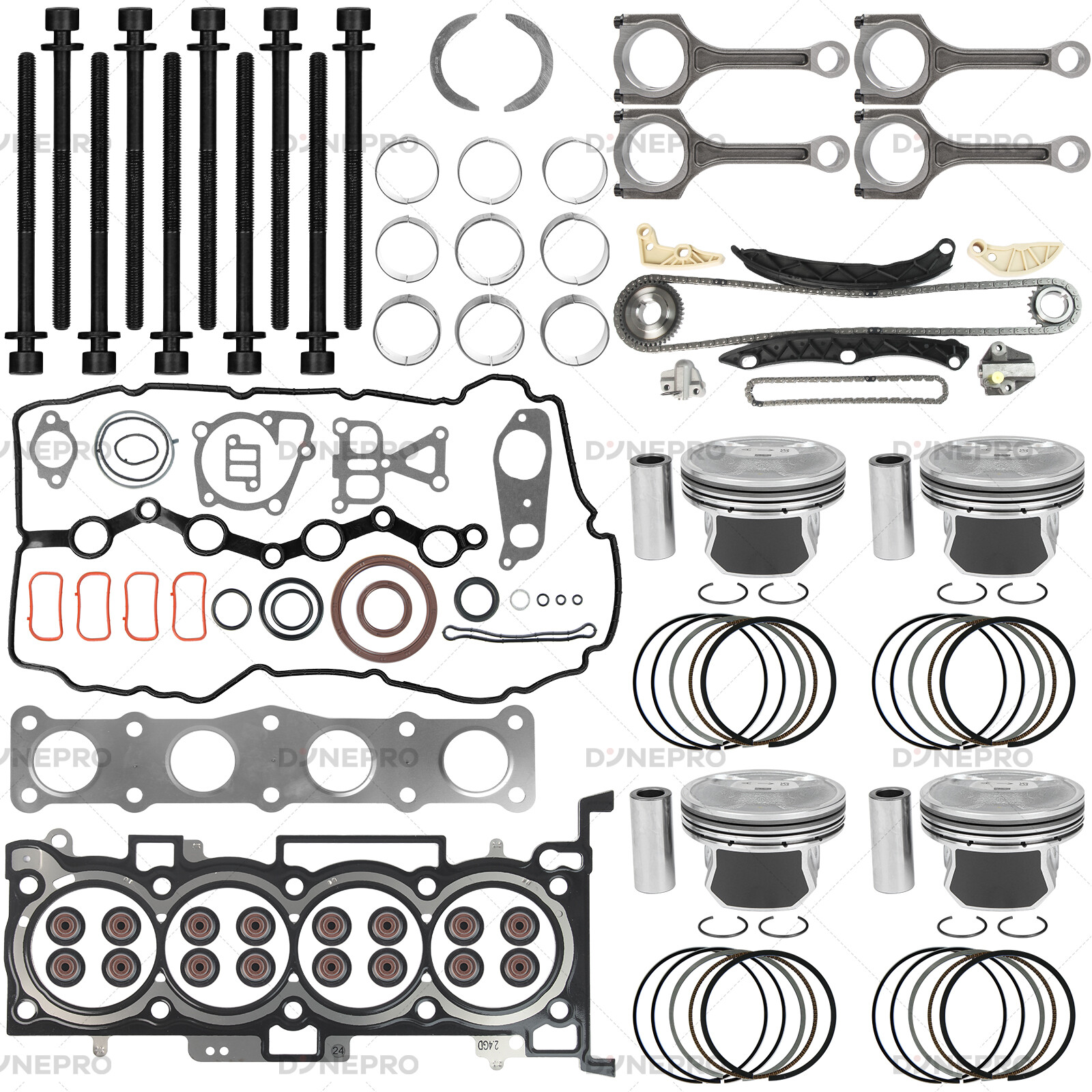 Hyundai Kia G4KJ 2.4L Engine Rebuild Kit with Conrods & Timing Chain