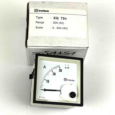CELSA EQ72n Amperemeter Analog 0-30 (60) A Einbaugerät Maße 67x67mm, unused/OVP
