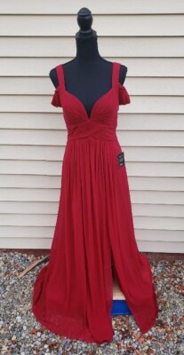 Lulus Bariano Ocean of Elegance *NWT* Flr Length Gown Chiffon Red
