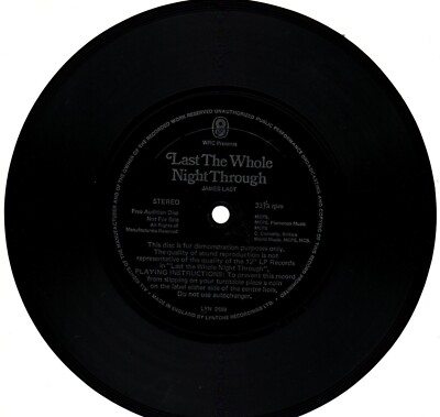 Flexi Disc - James Last - Last the whole night through:Lyntone:33rpm