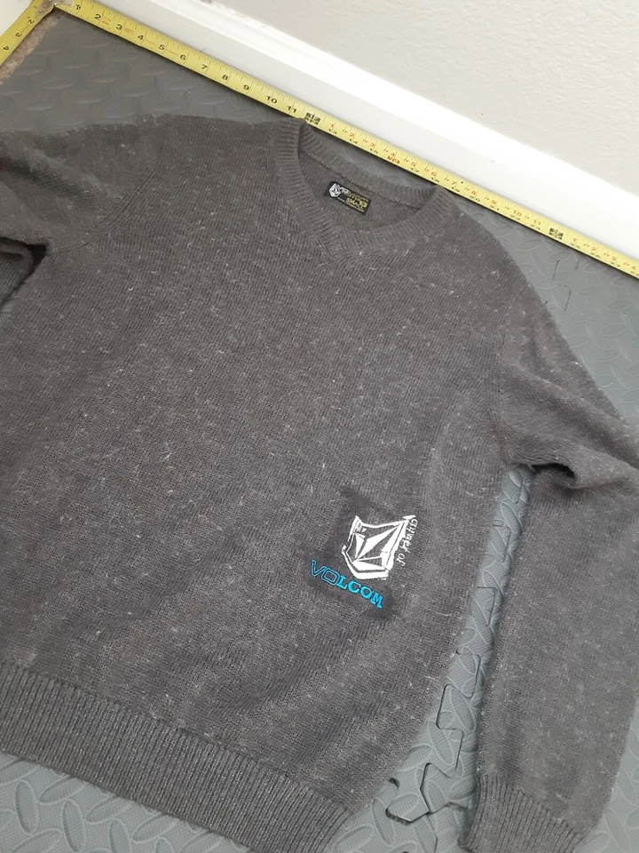 Volcom Sweater Mens Small Thermal Gray Pullover Wool Blend #S129 - Image 2 of 4