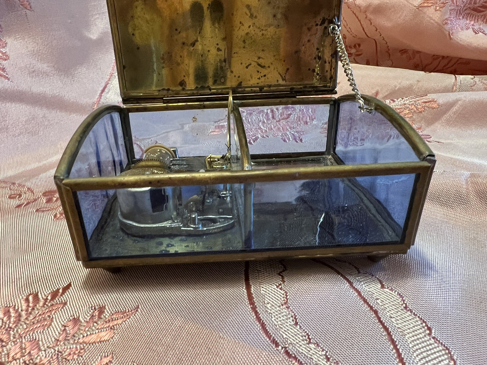 Vtg Music Box “Greensleeves” Peace On Earth Glass Brass trinket Box VIA VERMONT eBay