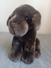 FAO Schwarz Blue Ribbon Puppy Chocolate Lab 10" -11" Very Soft Plush Toy