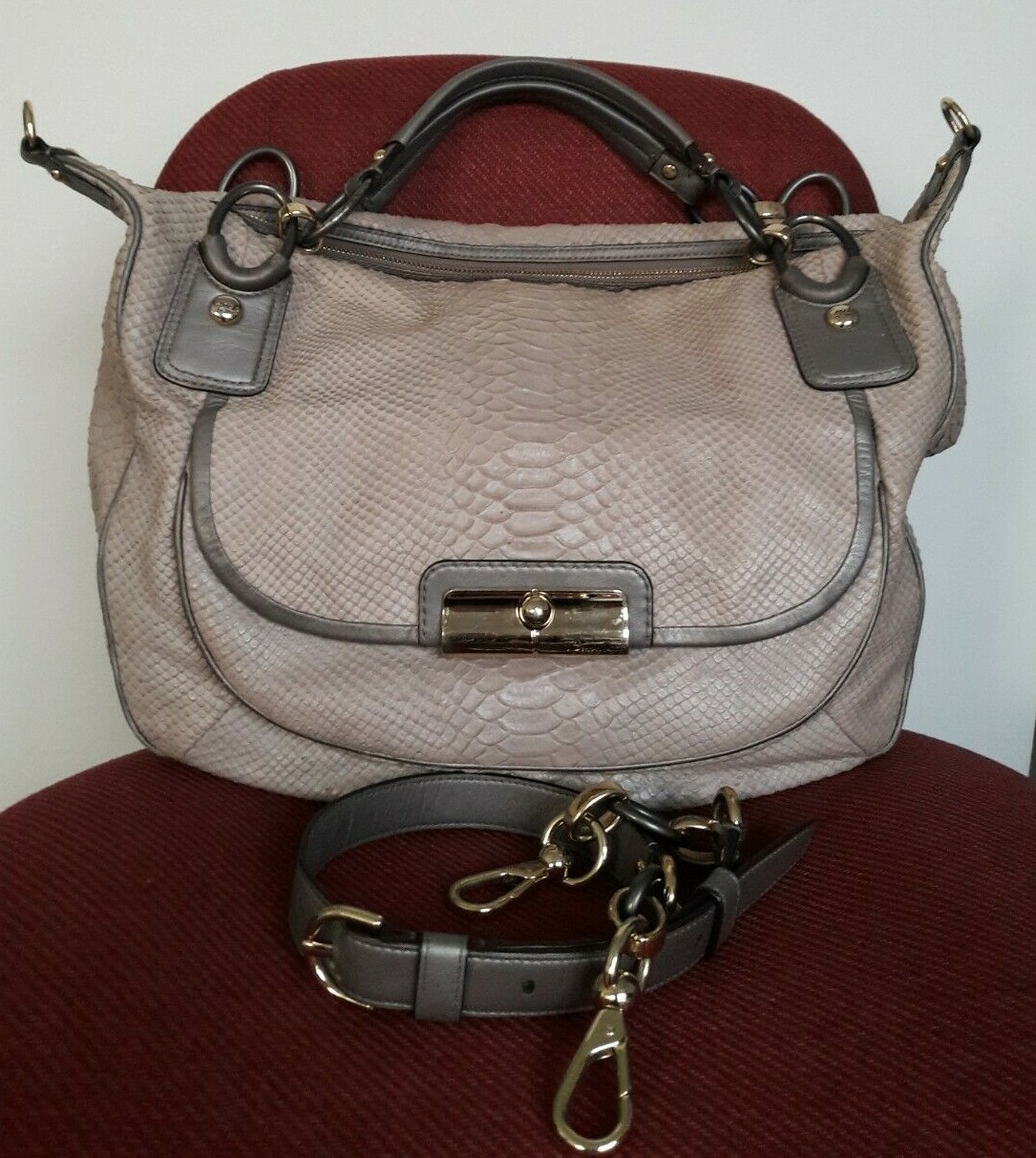 AUTH COACH EMB SNAKE/PYTHON LEATHER LARGE SATCHEL… - image 1