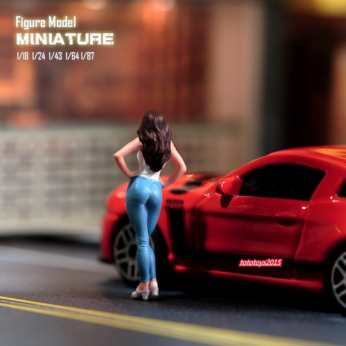 1/32 Curly Hair Vest Girl Scene Miniatures Figures Doll For Cars Vehicles Model - Picture 7 of 7