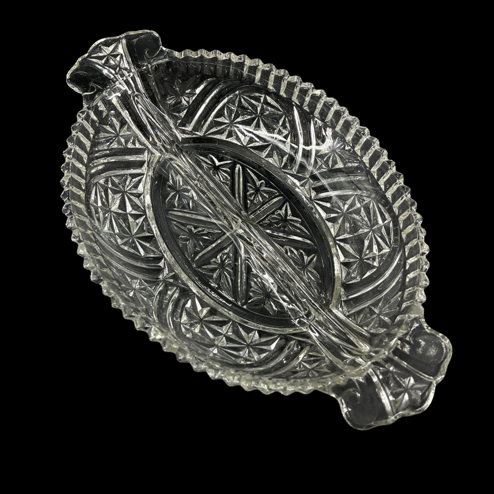 Vintage Anchor Hocking Stars and Bars Divided Relish Pickle Oval Serving Dish