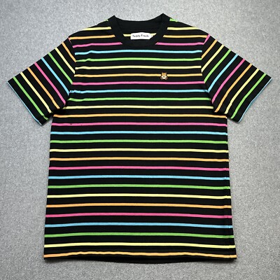 Teddy Fresh T Shirt Men Small Black Rainbow Stripe Logo Short Sleeve Hype Street