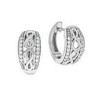 Zeeme Silver Ohrring Silber 925 Silber, Creole Rhodiniert Zirkonia Weiß Neu