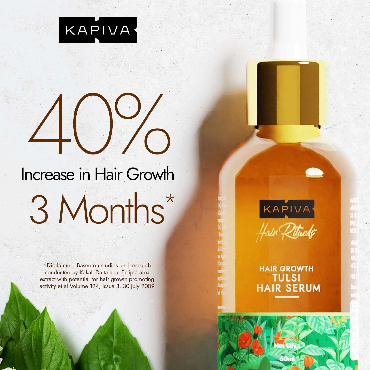 Kapiva Tulsi Hair Growth Serum 60 ml, for Healthy Hair Growth 100% Ayurvedic