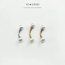 16g Pearl Curved Barbell / rook earring / snug helix daith cartilage earring 1pc