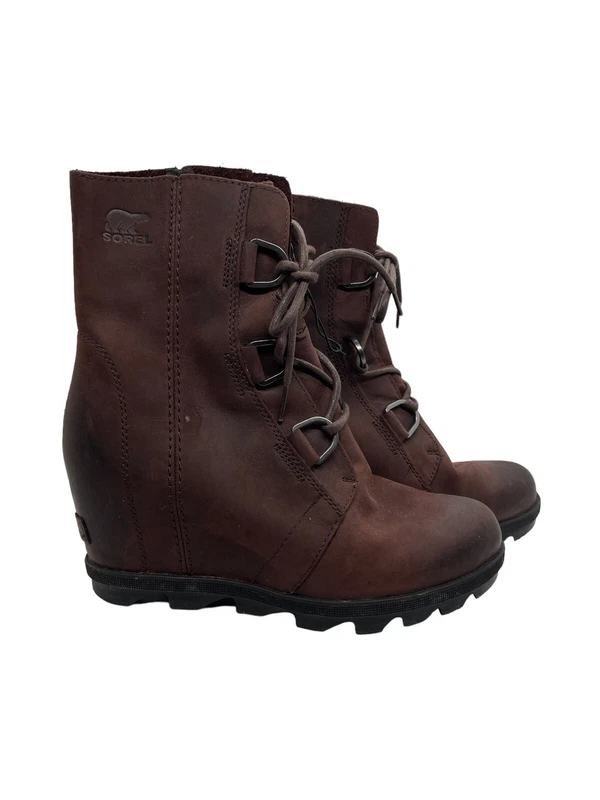 sorel joan of arctic lace-up suede wedge pull-on boots