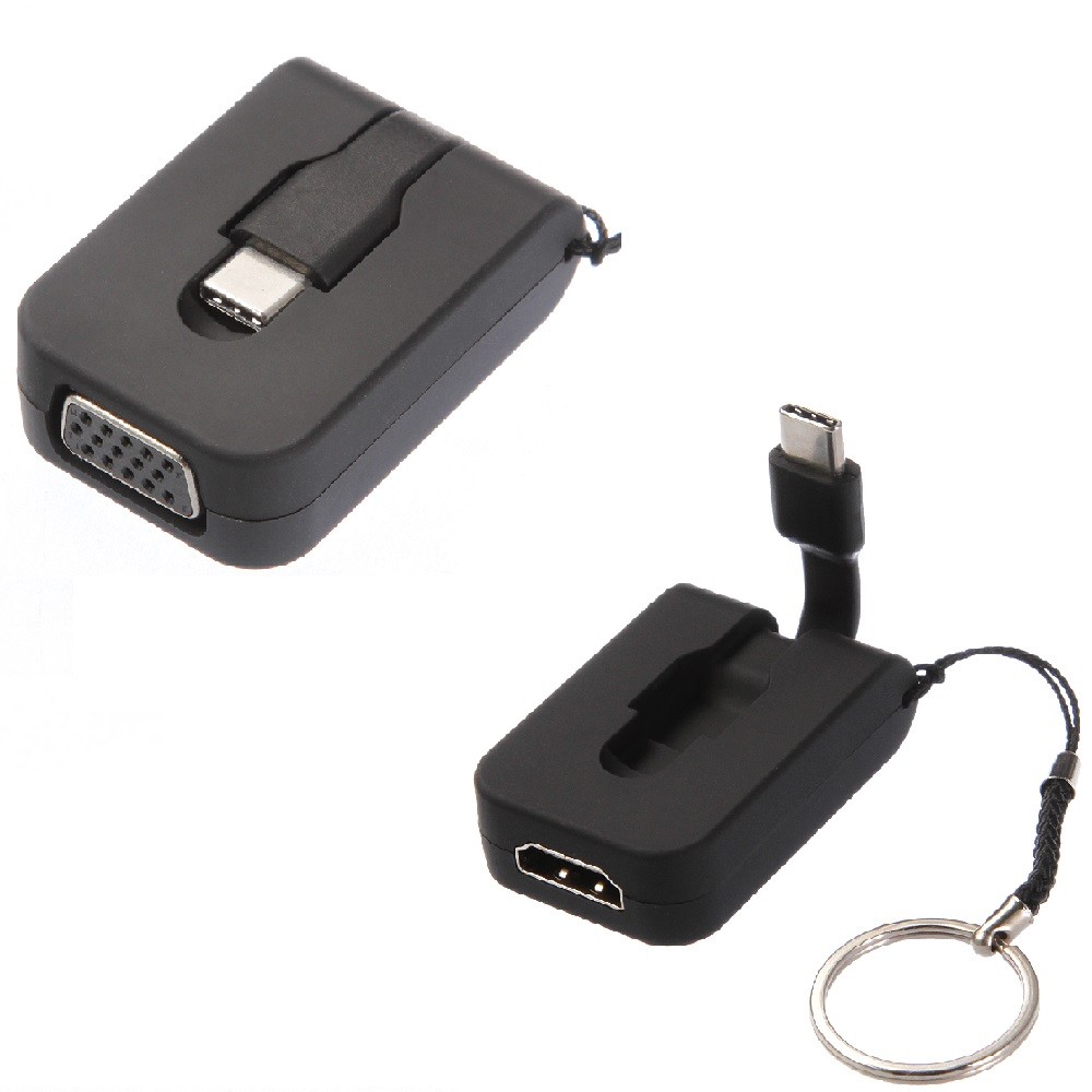 Type C USB to VGA/HDMI Converter Adapter 4K Keychain for MAC