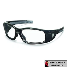 SAFETY GLASSES MCR CREWS SWAGGER SR110 BLACK FRAME/CLEAR LENS WORK SPORT EYEWEAR