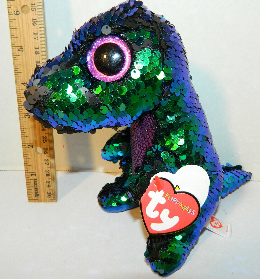 NWT Ty FLIPPABLES Crunch T-rex Dinosaur Shiny sparkle reg 6
