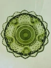 Vintage Fenton Hobnail Green Glass Candle Holder Bowl