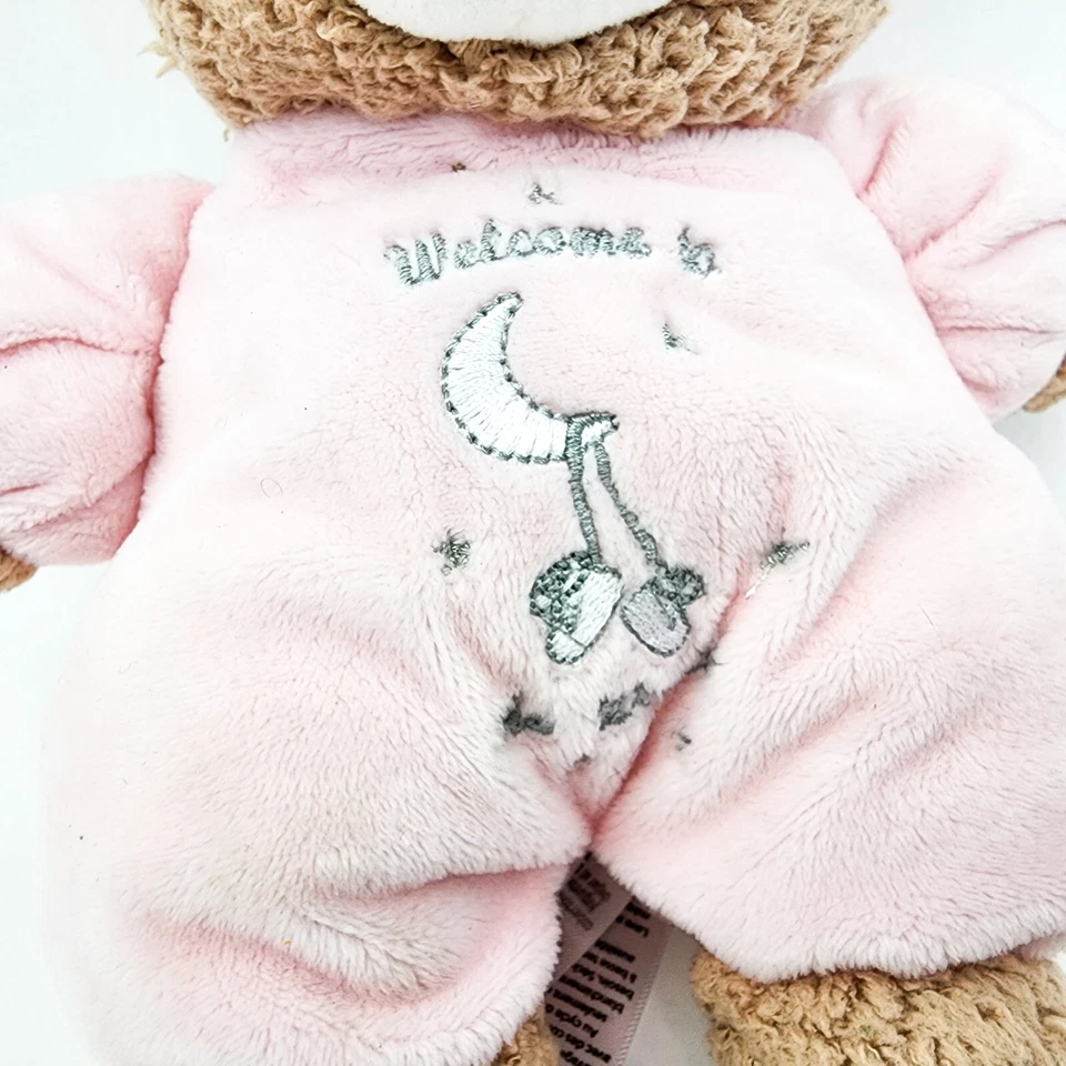 Little Me Teddy Bear Plush Stuffed Baby Toy Pink Welcome To The World Rattles - Image 3 of 4