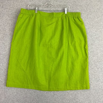 JRT Skirt Womens Plus 24W Green Linen Cotton Blend Straight Lined Career