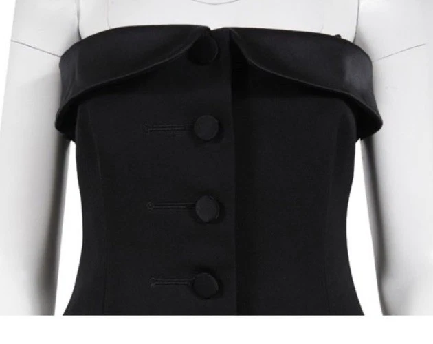 Alexander Wang $1000 smoking nero senza spalline lana mini abito passerella 2018