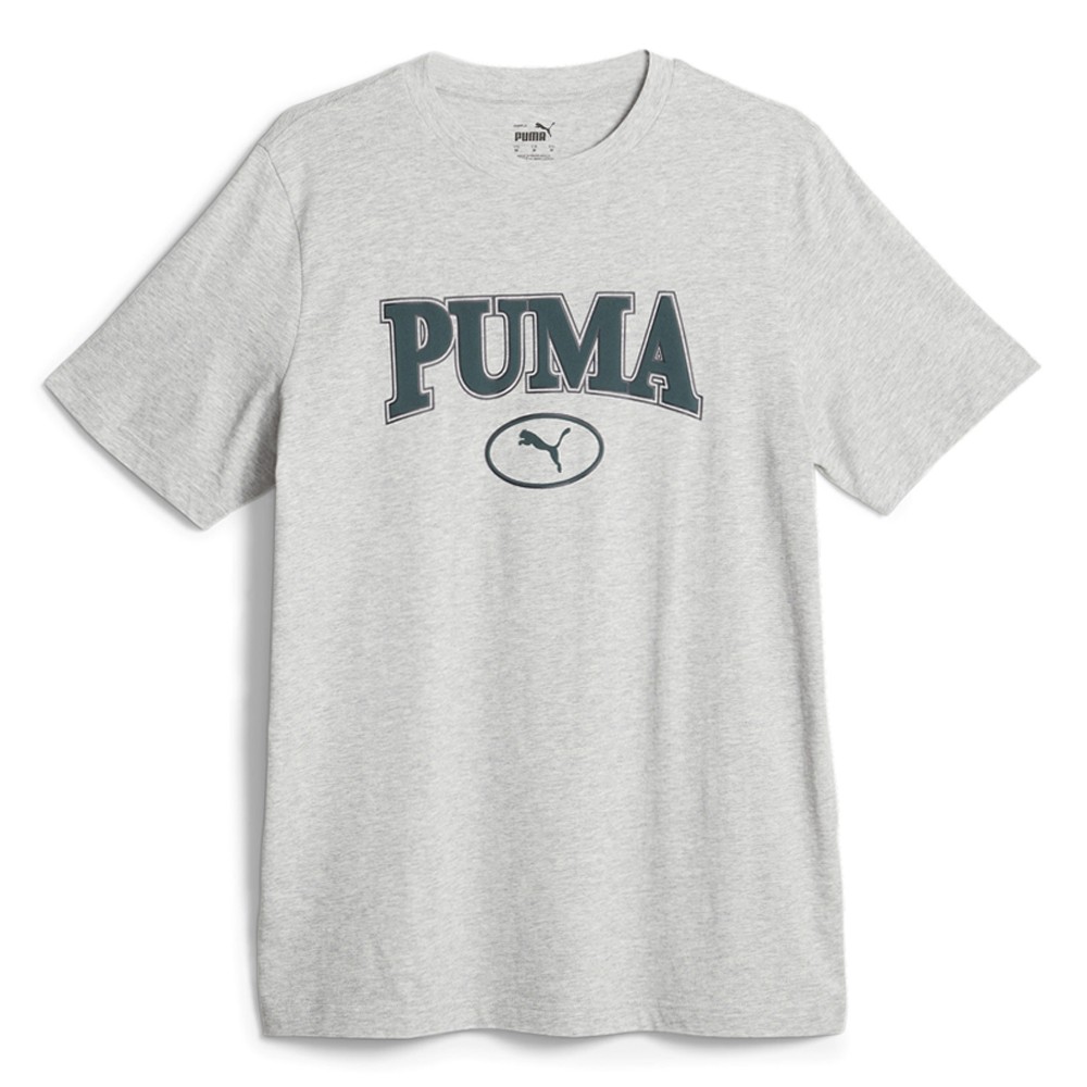 PUMA Squad Graphic Crew Neck Short Sleeve T-Shirt Mens Grey Casual Tops 67601304