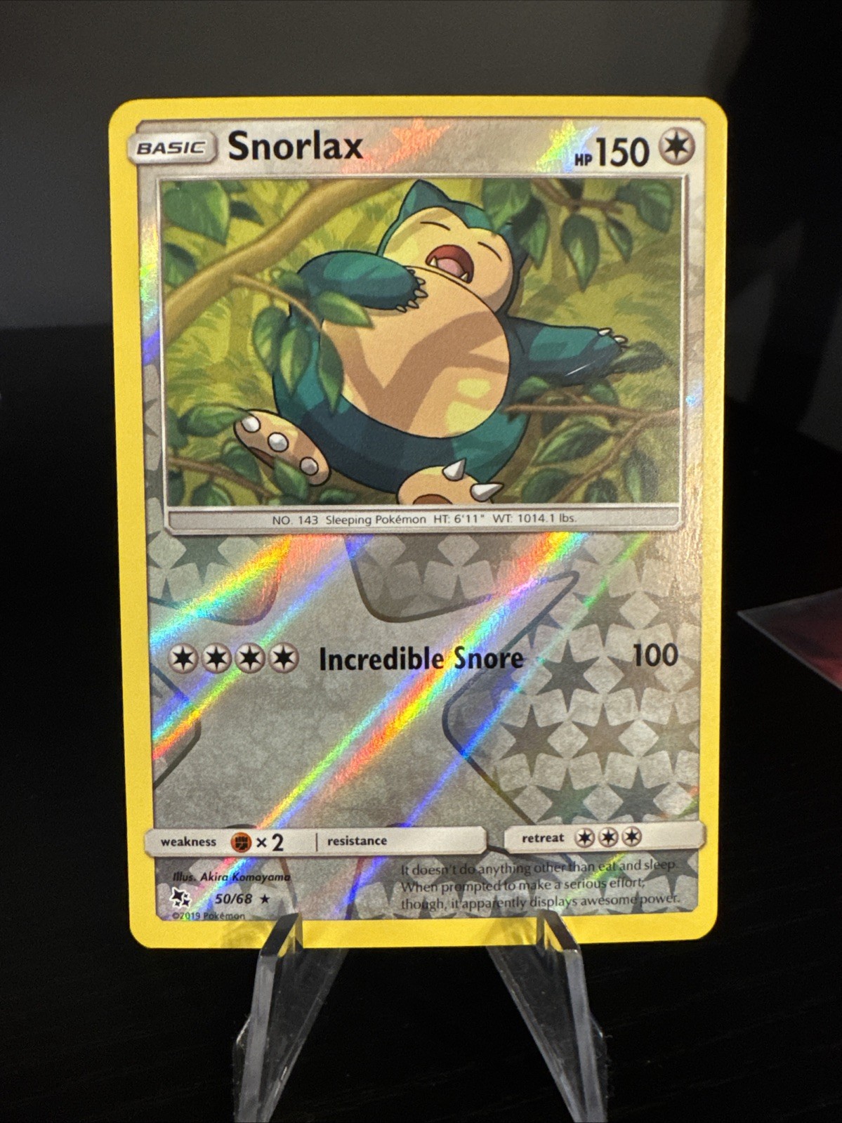 Pokémon TCG Snorlax 50/68 Hidden Fates Reverse Holo Rare NM