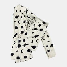 Hanna Andersson Kids Long John Pajama Set - Black and White Space Design