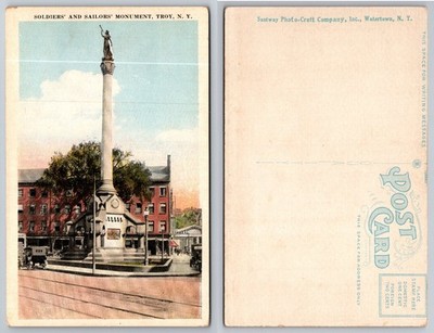 Troy NY Soldiers' & Sailors' Monument Postcard c1910s Santway Photo-Craft