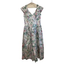 Vintage Jessica McClintock Gunne Sax Floral Bow Back Basque Waist Dress 11