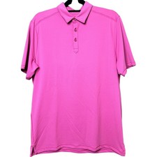 Tommy Bahama Mens Polo Shirt M Medium Pink Textured Short Sleeve Golf Casual