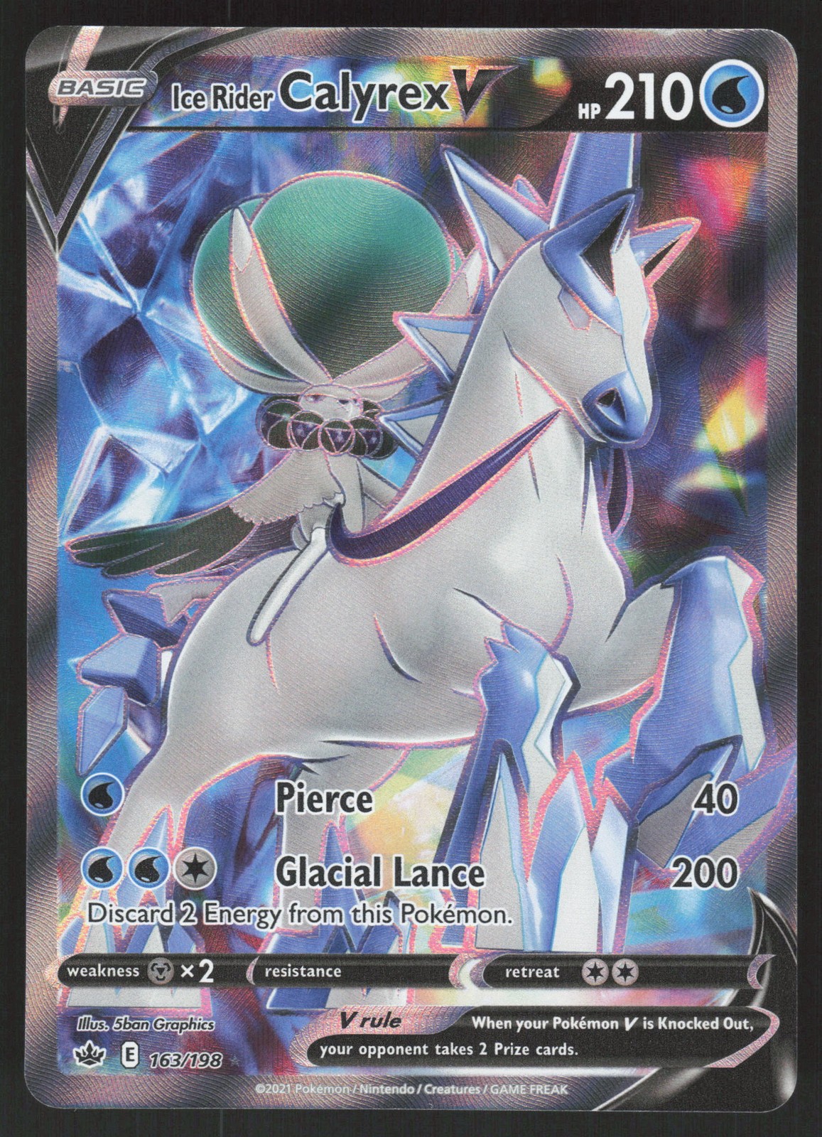 Ice Rider Calyrex V 163/198 Ultra Rare Pokemon TCG Chilling Reign NM