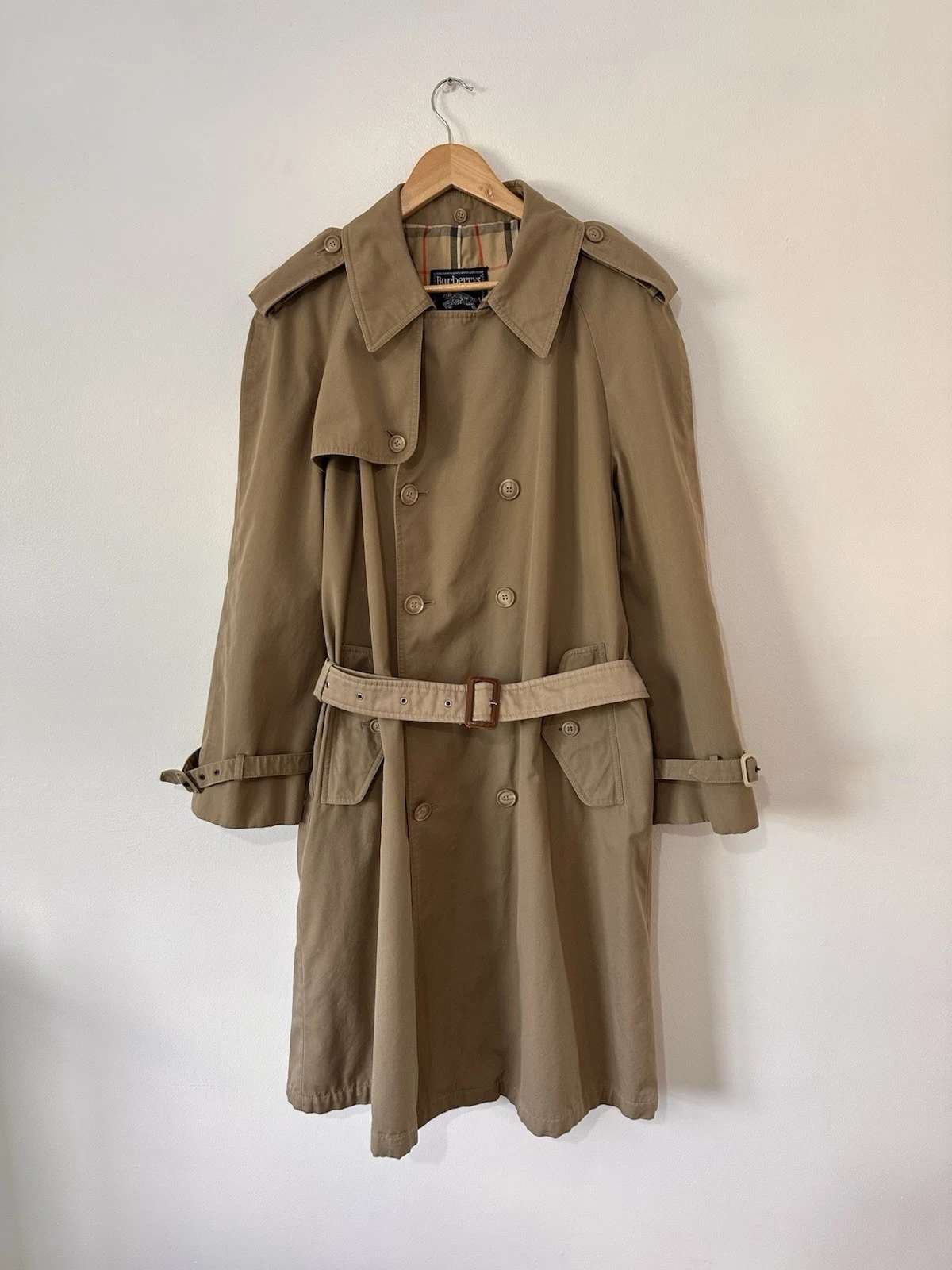 Burberry trench uomo ottimo Kensington 42 lungo beige nova check anni '80