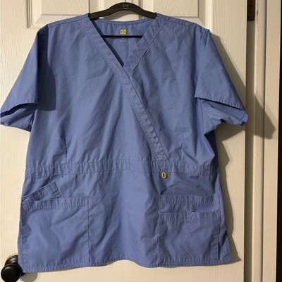 Wonder Wink Scrub Top Women's Plus Size 2XL Light Blue V-Neck Nurse Vet Tech