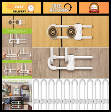 10 Pack Child Safety Cabinet Locks - Adjustable U-Shaped Drawer Latches, Easy In
