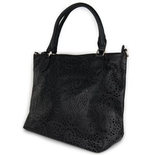 Borsa nera donna traforata grande capiente tracolla da lavoro ufficio