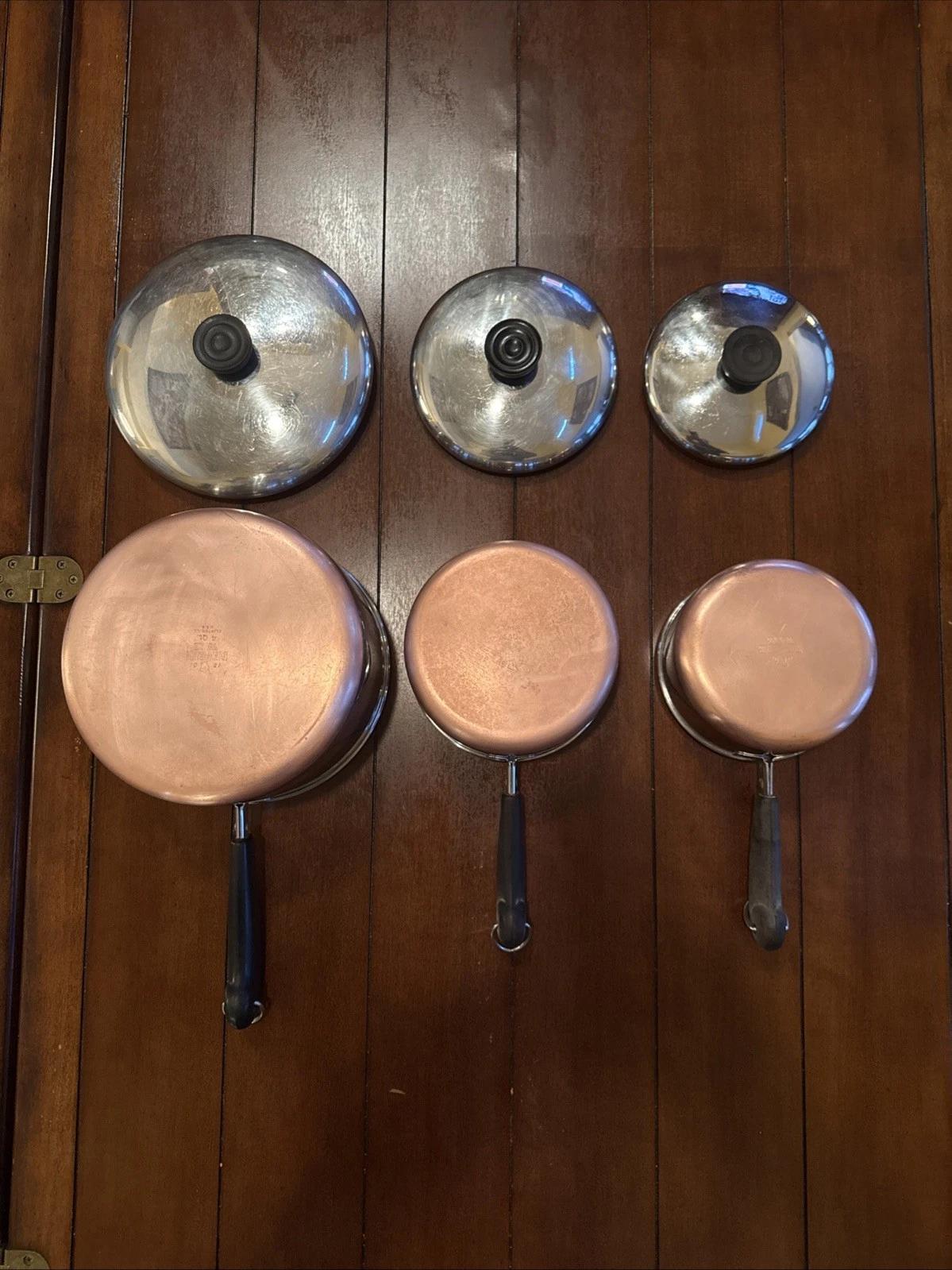 Revere Ware Copper Bottom 6-Piece Sauce Pan & Lid Bundle Clintonville ILL. USA