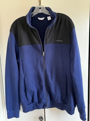 Calvin Klein Full Zip Jacket Mens Size Large Blue & Black EUC