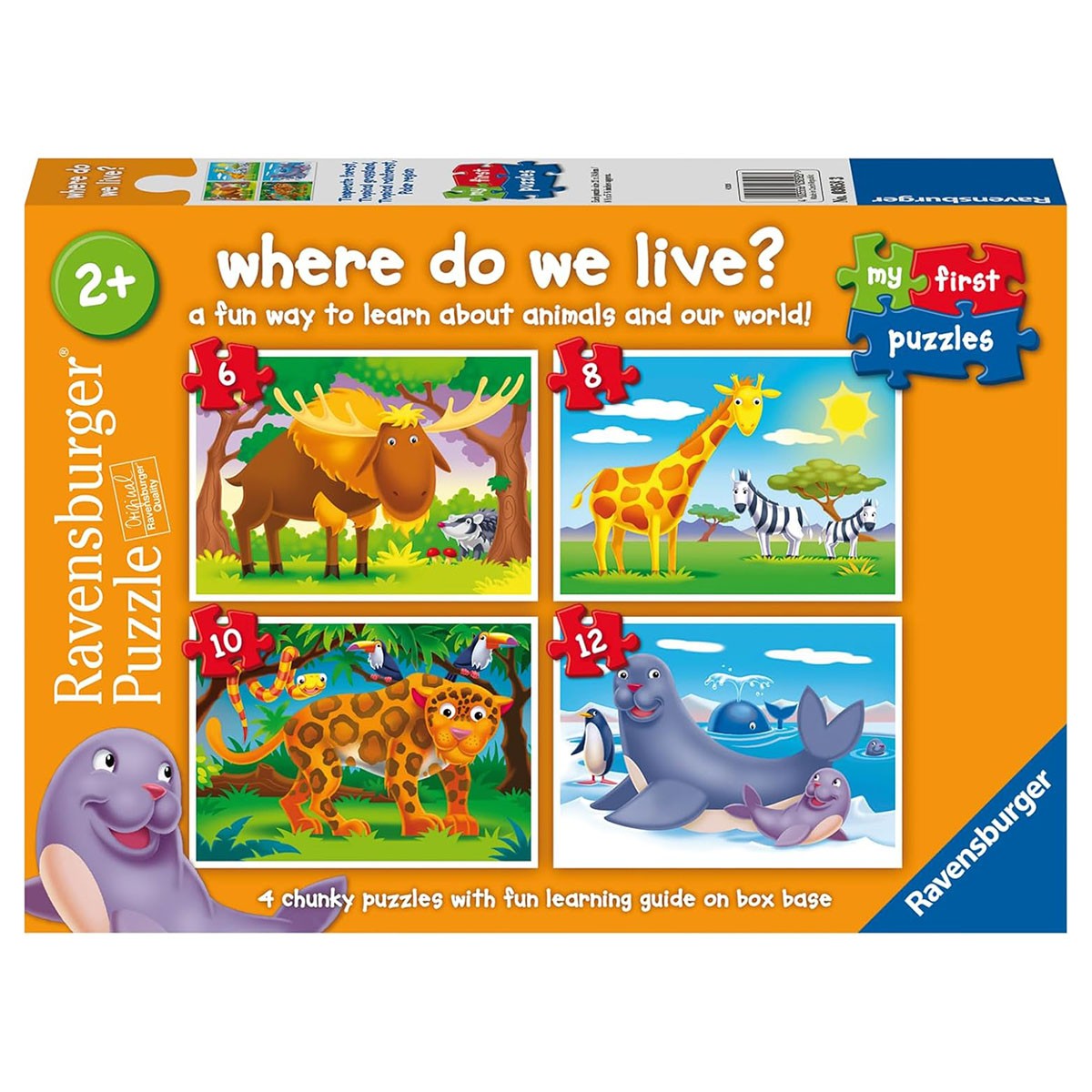 Ravensburger My First Puzzles Where Do We Live? 4 Animal Jigsaw Puzzles Age 3+