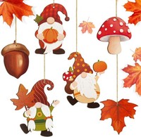 Herbstdeko HolzanhäNger 12Er Set Wichtel Ahornblatt Eichel Pilz FüR Innen