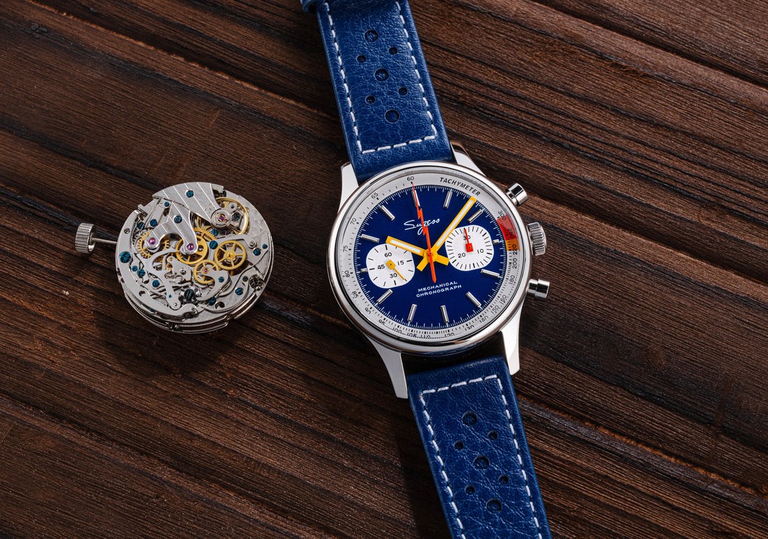 Sugess Chrono Heritage S387.03.J Mens Chronograph Watch Blue Panda