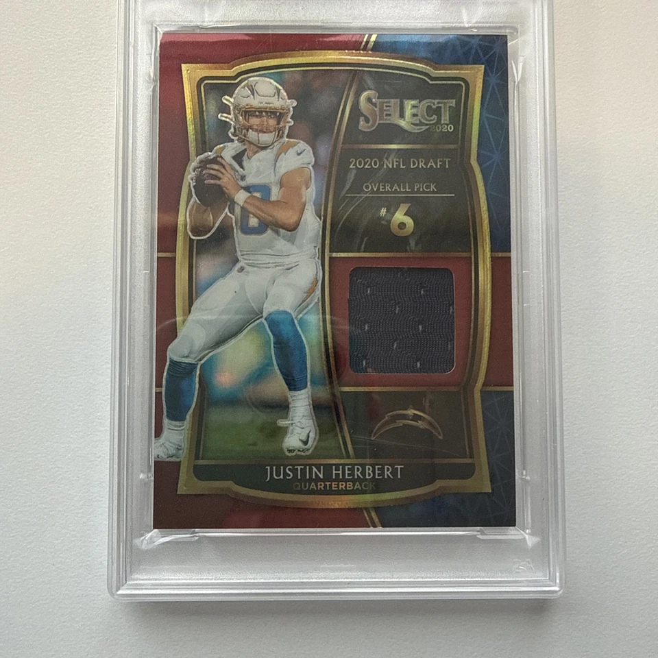 Select Draft Selections Mem 2020. Justin Herbert, Red Prizm RC, #DS-JHE, PSA 9 Foto 3 de 4