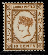 NORTH BORNEO - Labuan QV SG19, 10c yellow-brown, M MINT. Cat &pound;65.