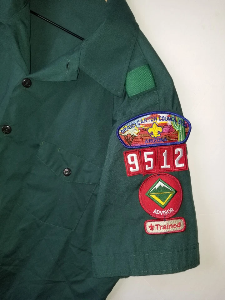 Boy Scouts Venturing Uniform Shirt BSA # 9512 Vintage Green USA Made Mens XL - Image 2 of 4