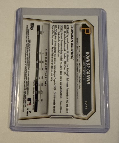 2026 Bowman Konnor Griffin Chrome Green Reptilian #/99 BCP-92 - Picture 2 of 2