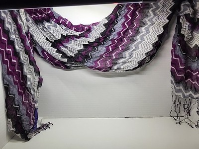 Miley Cyrus Multi-Plum Fringed Rayon Scarf 25''×63''