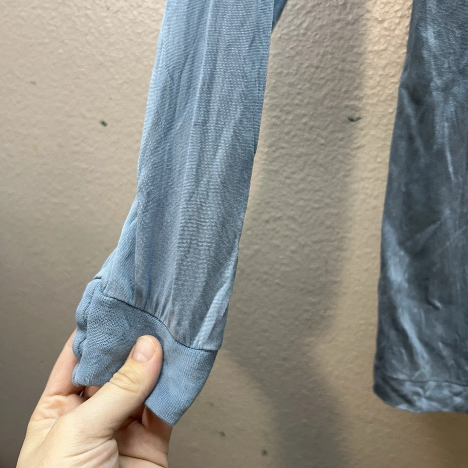 Camisa Wintersilks para mujer 100 % seda capa base manga larga cuello falso azul XS Foto 4 de 4